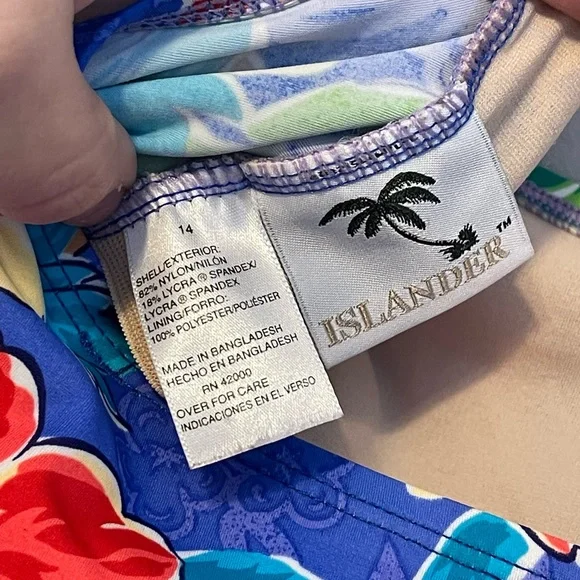 Islander Vintage Hawaiian Print One Piece Bathing Suit - Picture 6 of 6